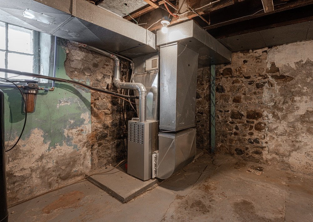 shutterstock_1887031192 (1) Furnace. older home has furnace system repaired for the winter.